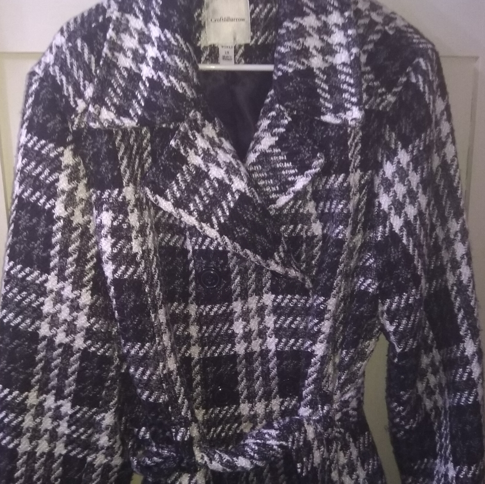 Croft and barrow black and white wool pea coat